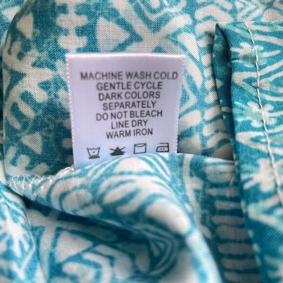 Karissa and Me Flare Sleeve Top Womens Small Teal Blue Aztec Print NEW - Picture 8 of 11